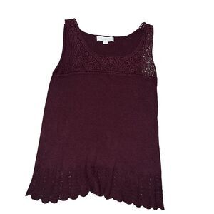 LOFT Maroon Lace Tank Top Blouse Size S